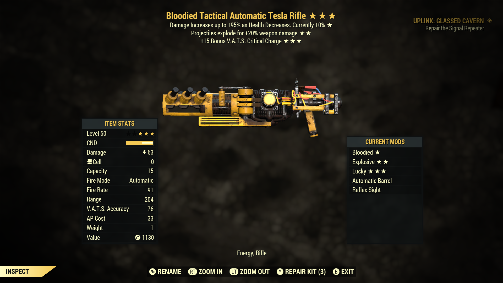 Bloodied【Explosive + +Lucky】Tesla Rifle